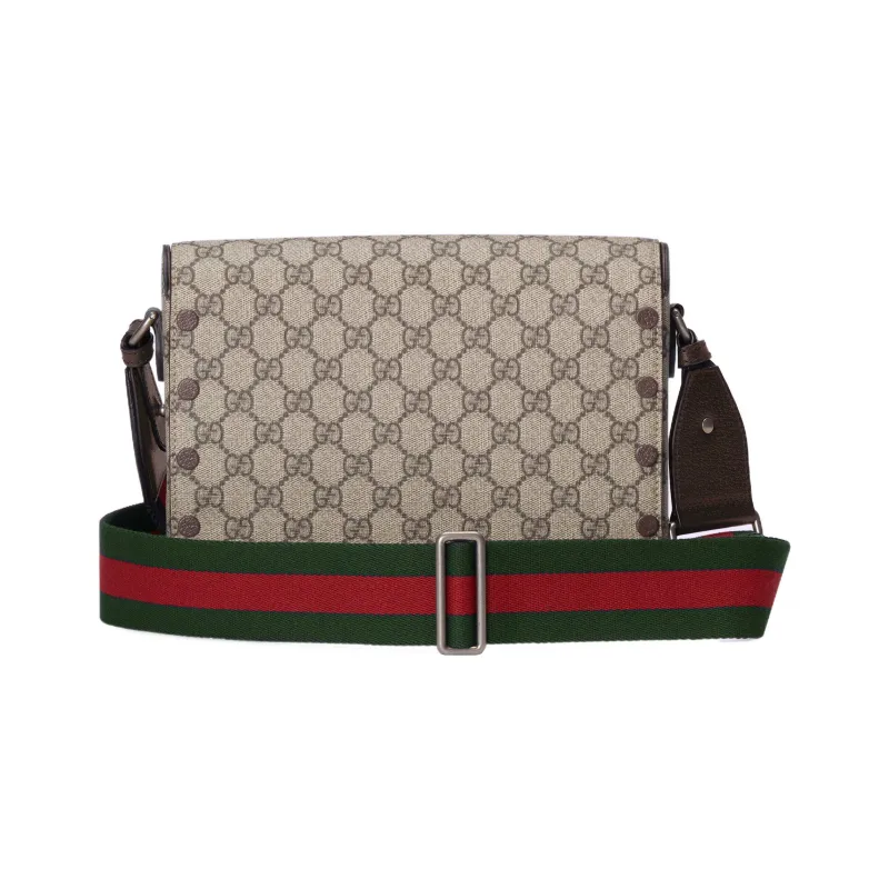 GUCCI Canvas With Leather Trim Canvas Bag Messenger Bag Shoulder Bag Crossbody Bag Women's Brown-4