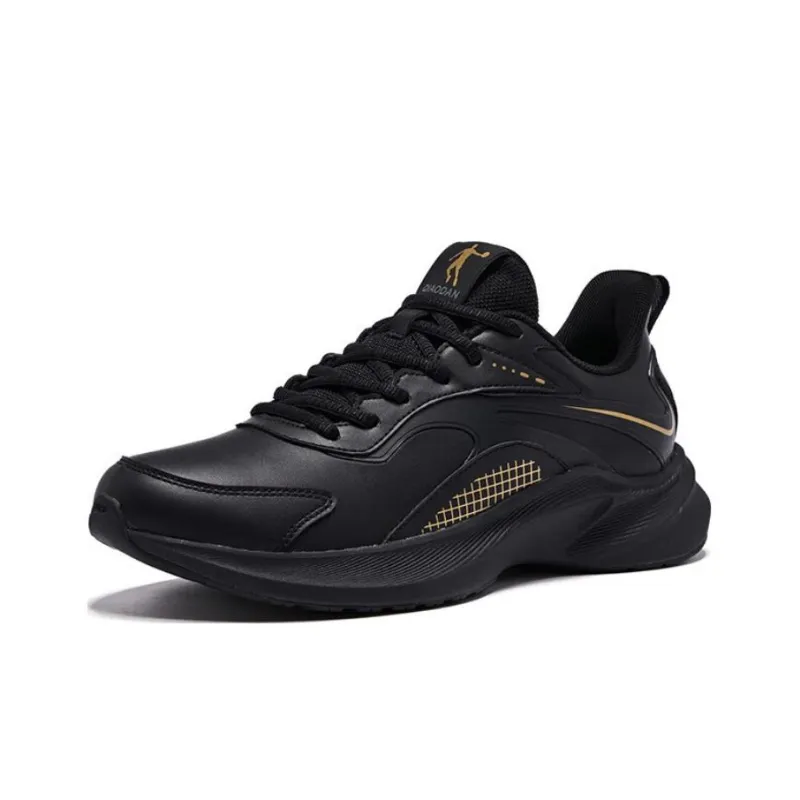 QIAODAN Impact-Resistant Low-Top Running Shoes Men's Black Gold-2
