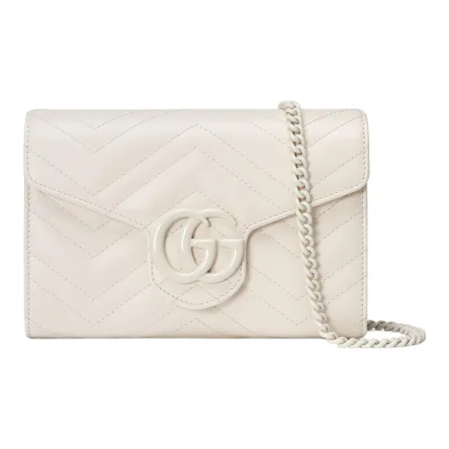 GUCCI GG Marmont Leather Shoulder Bag, Crossbody Bag Mini Women's White