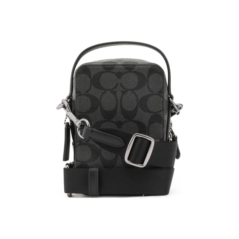 COACH Canvas With Leather Cell Phone Pouch, Handbag, Shoulder Bag, Crossbody Bag Trumpets Men's Black-2