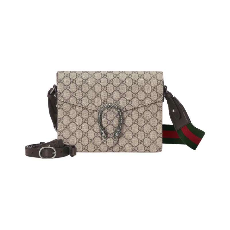 GUCCI Canvas With Leather Trim Canvas Bag Messenger Bag Shoulder Bag Crossbody Bag Women's Brown-1
