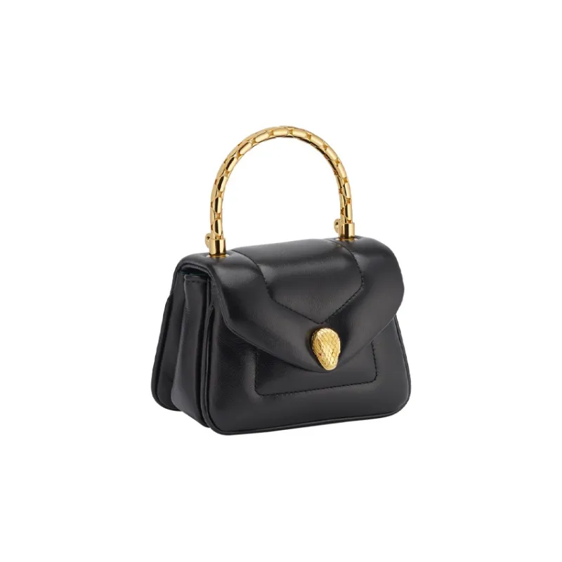 BVLGARI Serpenti Reverse Calfskin Shoulder Bag Crossbody Bag Handbag Mini Women's Black-1