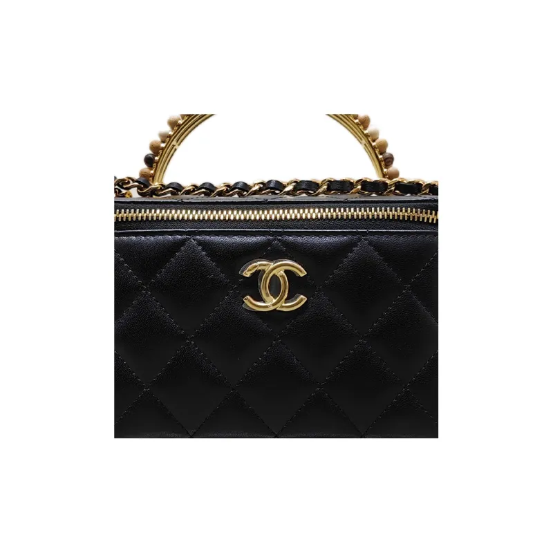 CHANEL Wooden Decoration Box Bag, Shoulder Bag, Crossbody Bag Women's Black-1