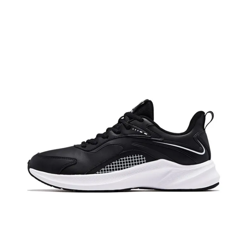 QIAODAN Height Increasing Low-Top Running Shoes Men's Black White-0