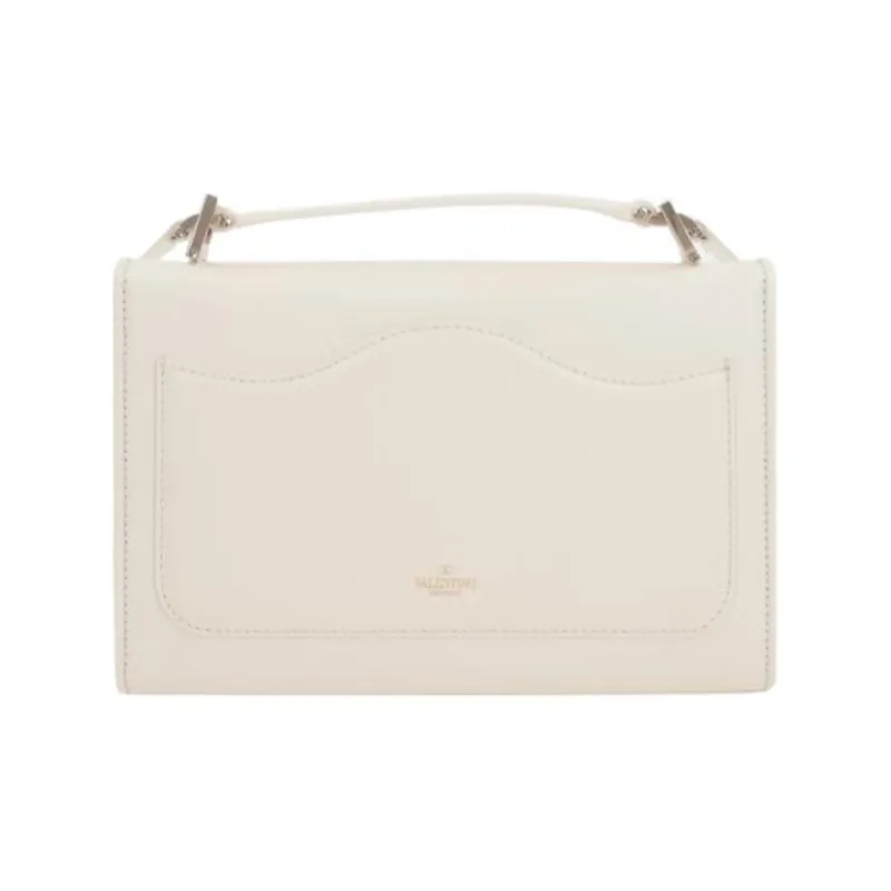 Valentino Cow Leather Crossbody Bag, Shoulder Bag Women's White-3