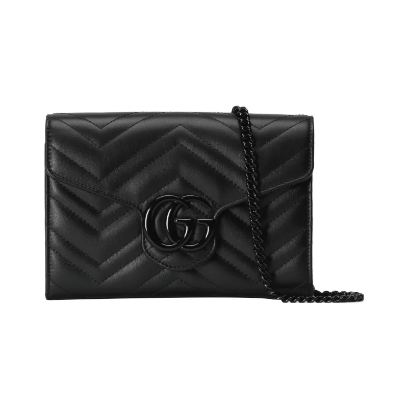 GUCCI GG Marmont Leather Shoulder Bag, Crossbody Bag Mini Women's Black-0