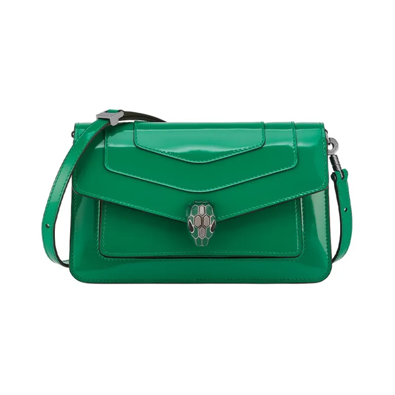 BVLGARI Serpenti Forever Calfskin Shoulder Bag, Crossbody Bag Women's Green-0