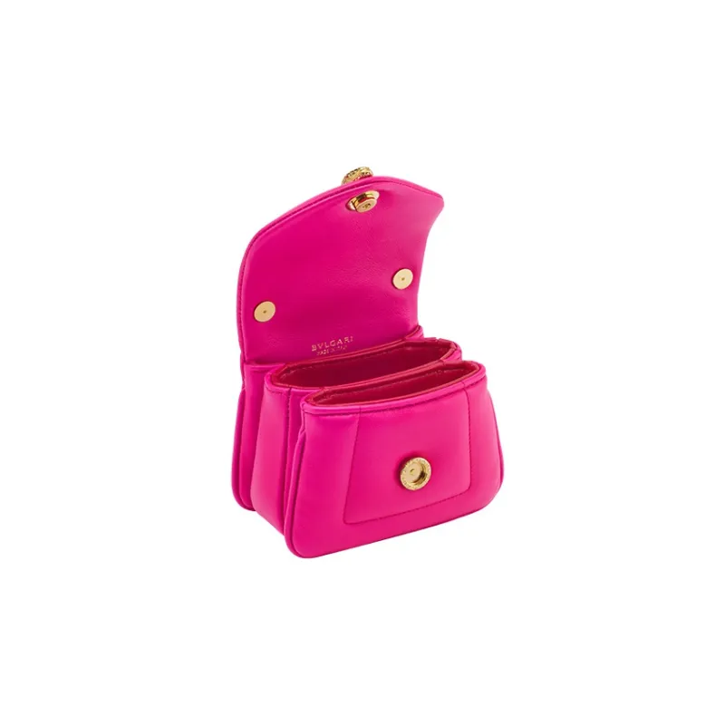 BVLGARI Serpenti Reverse Calfskin Shoulder Bag Crossbody Bag Handbag Mini Women's Pink-3