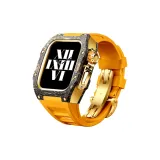 Black Gold Carbon Fiber Case+Orange Strap