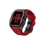 Black Red Carbon Fiber Case+Red Strap