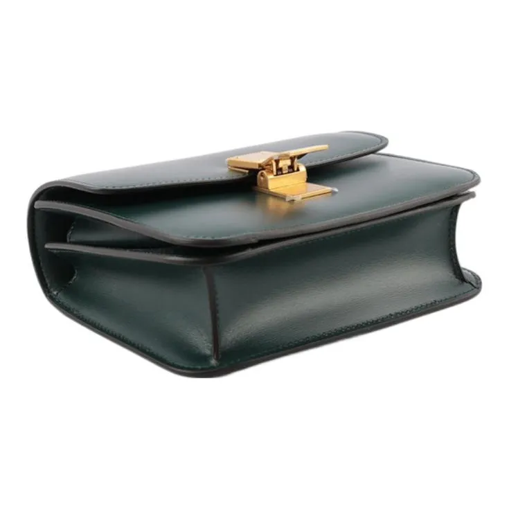 CELINE Polished Cow Leather Tofu Cube Bag, Crossbody Bag, Shoulder Bag Women's Amazon Green-3