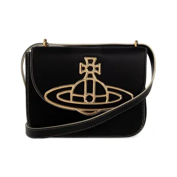 Vivienne Westwood Linda Calfskin Crossbody Bag, Shoulder Bag Women's Black Gold
