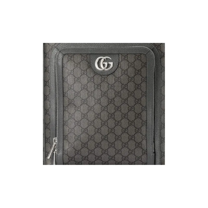 GUCCI Ophidia Canvas With Leather Trim Backpack Medium Size Men's Gray-7