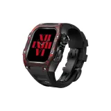 Black Red Carbon Fiber Case+Black Strap