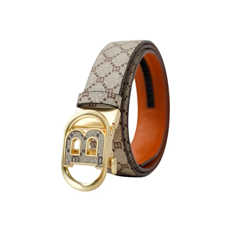 NINE NAIL Top Grain Cow Leather Genuine Leather Automatic Buckle Men's Belt Men's Width 3.5cm-6