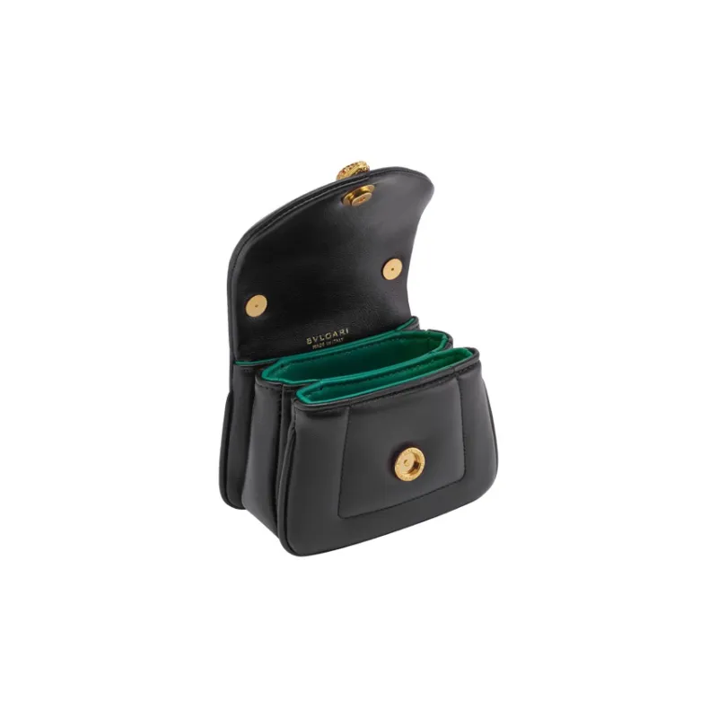 BVLGARI Serpenti Reverse Calfskin Shoulder Bag Crossbody Bag Handbag Mini Women's Black-3