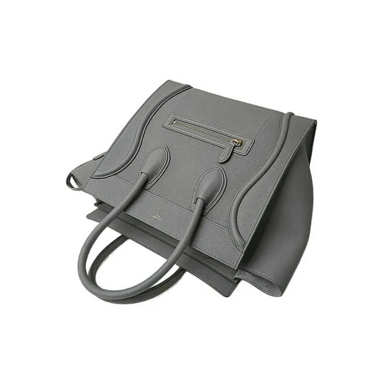 CELINE Luggage Calfskin Smile Bag One Shoulder Handbag Mini Women's Charcoal Gray-3
