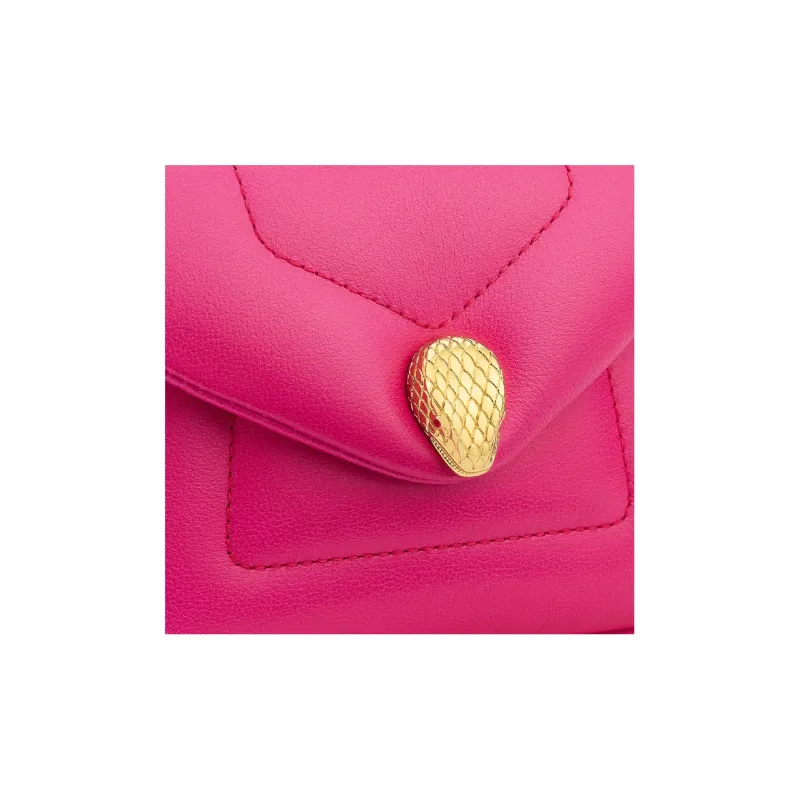 BVLGARI Serpenti Reverse Calfskin Shoulder Bag Crossbody Bag Handbag Mini Women's Pink-4