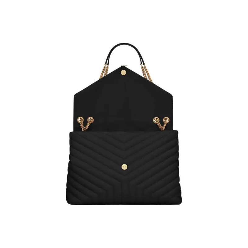 SAINT LAURENT Quilting Leather Shoulder Bag Crossbody Bag Handbag Large Size Women's Black-3