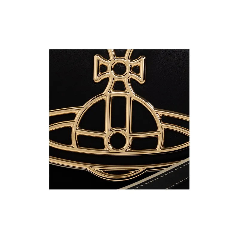 Vivienne Westwood Linda Calfskin Crossbody Bag, Shoulder Bag Women's Black Gold-3