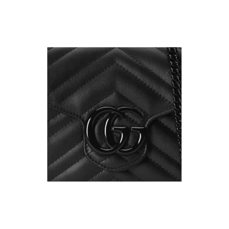 GUCCI GG Marmont Leather Shoulder Bag, Crossbody Bag Mini Women's Black-7