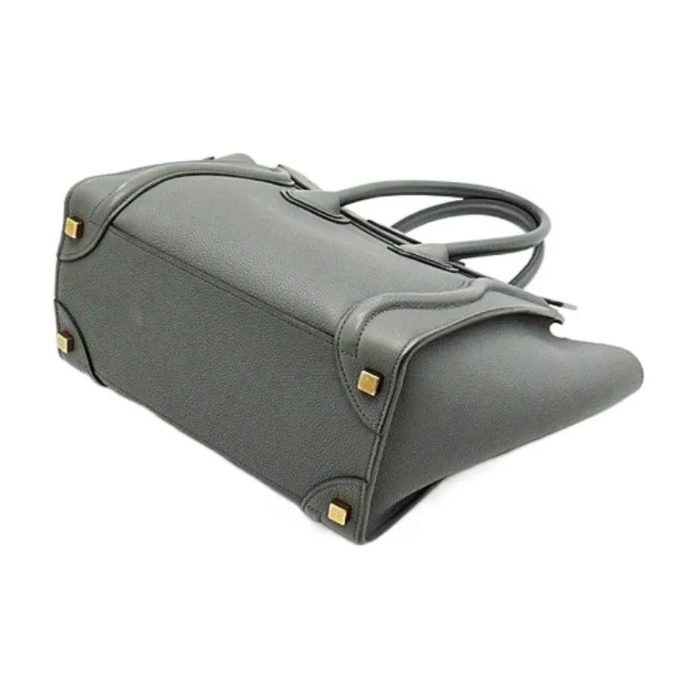 CELINE Luggage Cow Leather Smiley Face Bag Handbag Micro Women's Smoky Gray-4