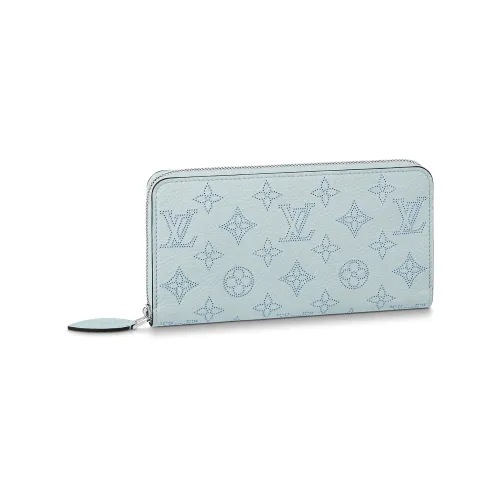 LOUIS VUITTON Zippy Cow Leather Wallet Women's Light Blue
