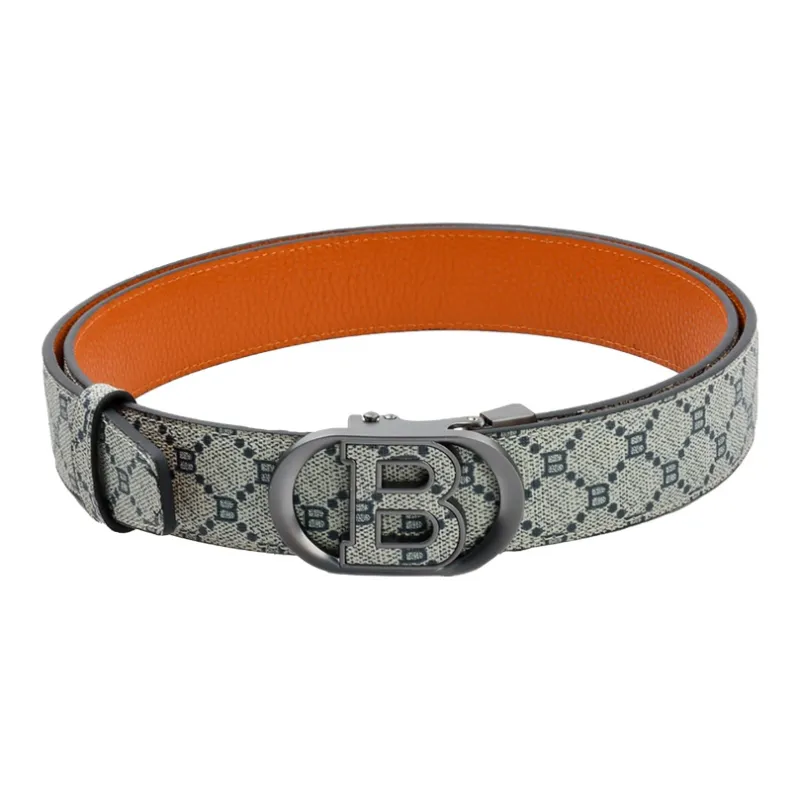 NINE NAIL Top Grain Cow Leather Genuine Leather Automatic Buckle Men's Belt Men's Width 3.5cm-2