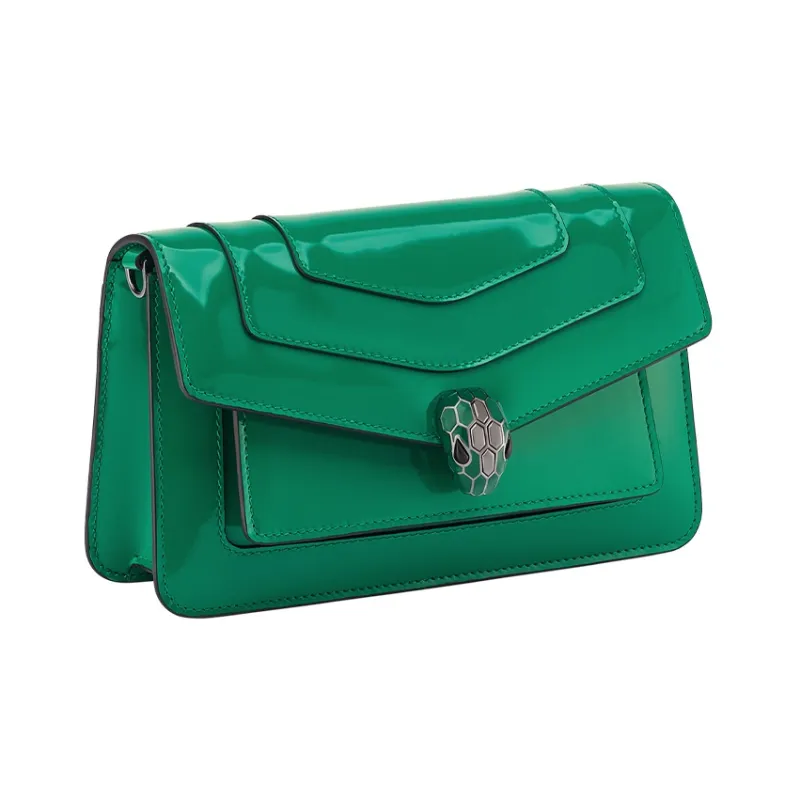 BVLGARI Serpenti Forever Calfskin Shoulder Bag, Crossbody Bag Women's Green-1