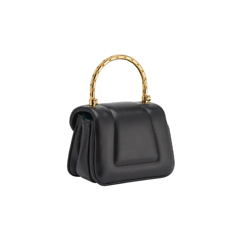 BVLGARI Serpenti Reverse Calfskin Shoulder Bag Crossbody Bag Handbag Mini Women's Black-2