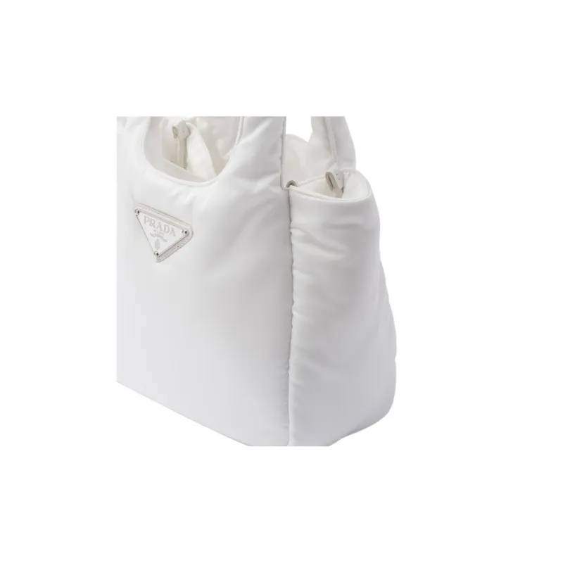 PRADA Re-Nylon Fabric Tote Bag Shopping Bag Handbag Small Size Women's White-4