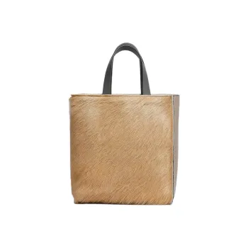 MARNI Museo Coarse Hair Calfskin Tote Bag, Shopping Bag, Shoulder Bag, Crossbody Bag, Handbag Mini Women's Camel