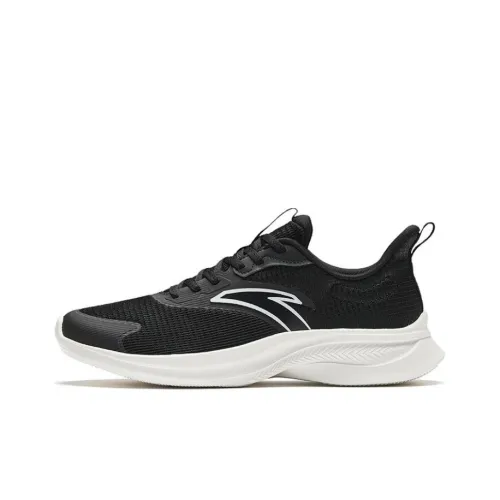 Anta Anti Slip Wear Resistant Low Top Long Distance Running Shoes Men's Black White