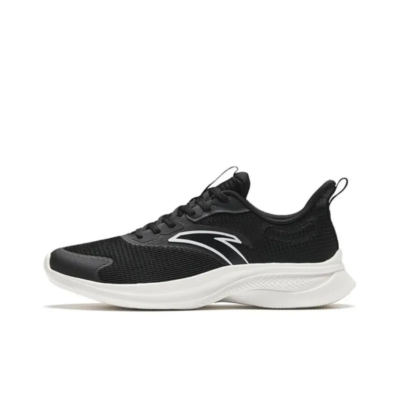 Anta Anti Slip Wear Resistant Low Top Long Distance Running Shoes Men's Black White-0
