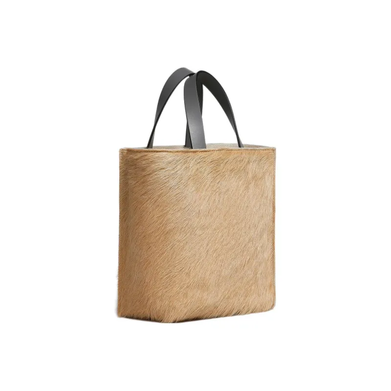 MARNI Museo Coarse Hair Calfskin Tote Bag, Shopping Bag, Shoulder Bag, Crossbody Bag, Handbag Mini Women's Camel-1
