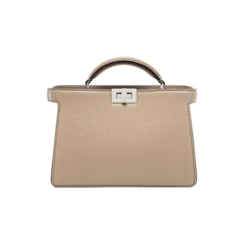 FENDI Peekaboo ISeeU Full grain Calf Leather Shoulder Bag, Crossbody Bag, Handbag Regular Women's Beige
