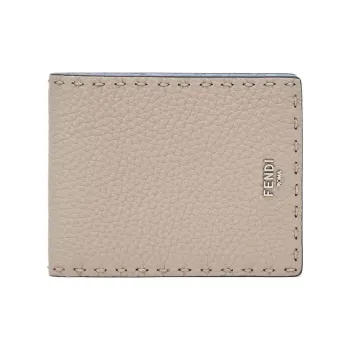FENDI Calfskin Money Clip Zero Wallet Men's Dove Gray Color