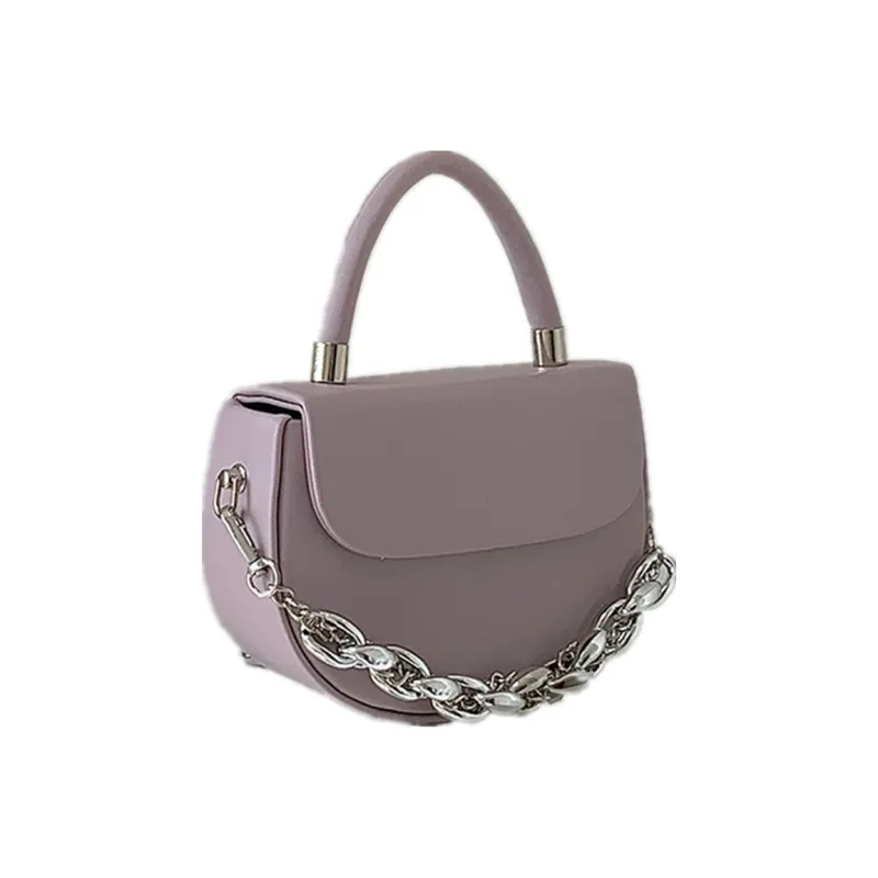 NOMK PU Saddle Bag, Chain Bag, Crossbody Bag, Small Square Bag, Shoulder Bag, Handbag Medium Size Women's Black-5