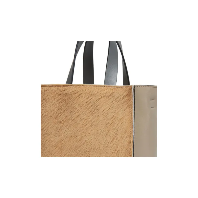 MARNI Museo Coarse Hair Calfskin Tote Bag, Shopping Bag, Shoulder Bag, Crossbody Bag, Handbag Mini Women's Camel-3