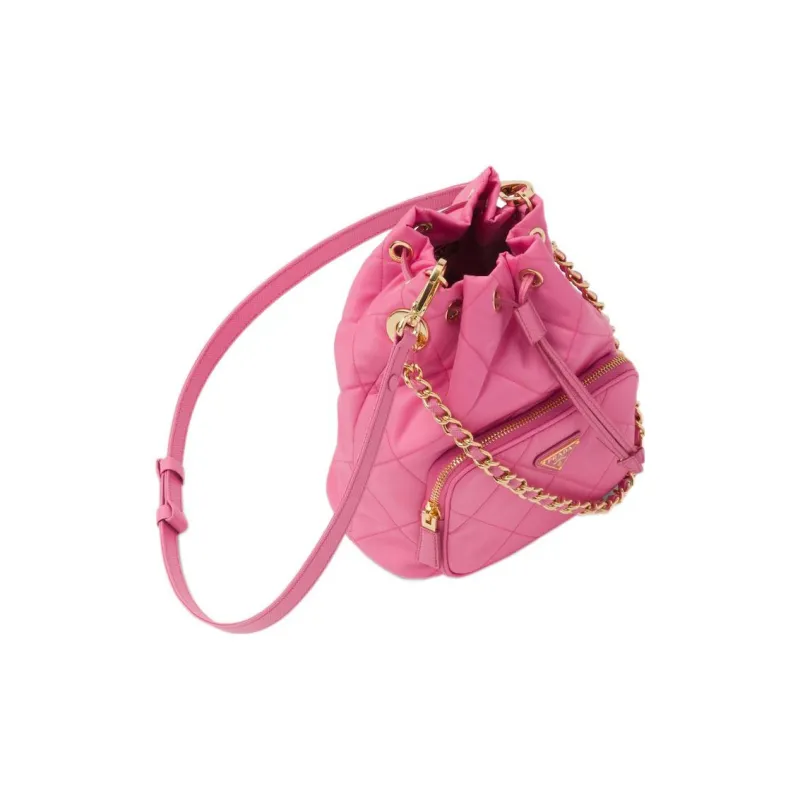 PRADA Re-Nylon Fabric Bucket Bag Portable Crossbody Bag Shoulder Bag Regular Women's Begonia Pink Red-3