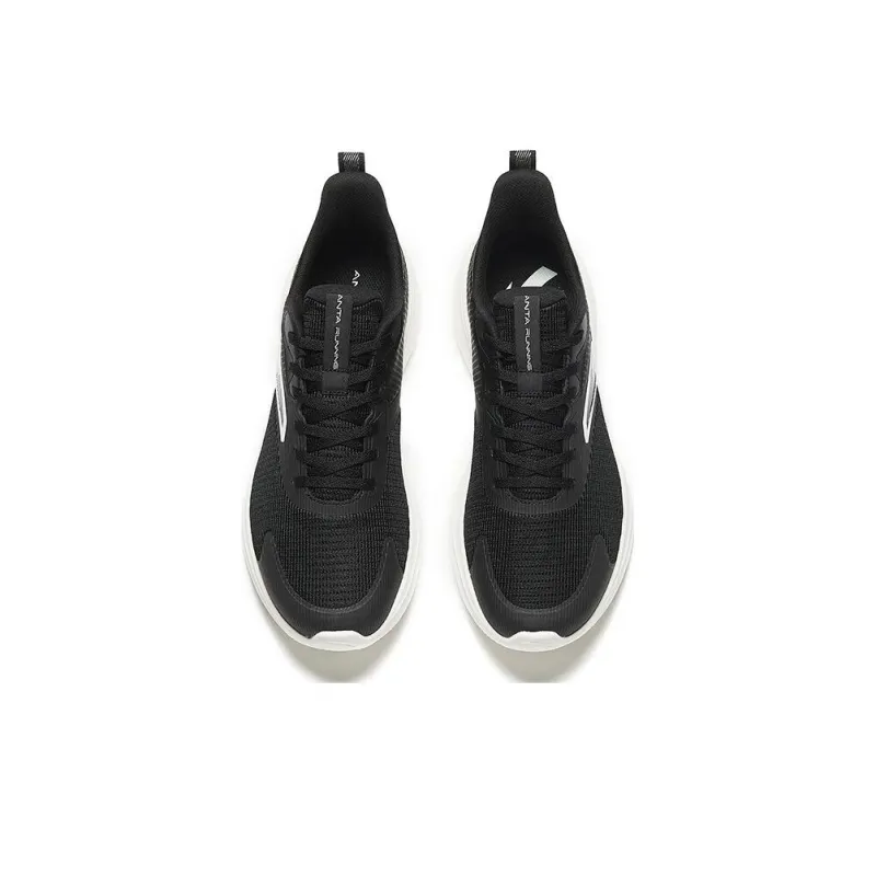 Anta Anti Slip Wear Resistant Low Top Long Distance Running Shoes Men's Black White-1