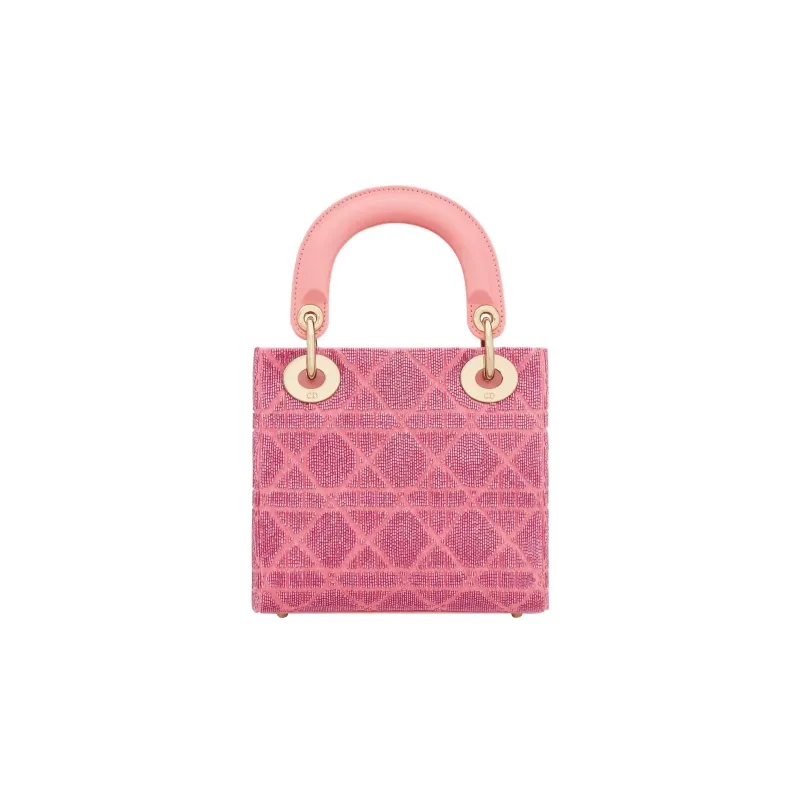 DIOR Lady Dior Cotton Beaded Embroidery Lady Dior Bag, Shoulder Bag, Crossbody Bag, Handbag Mini Women's Pink-2