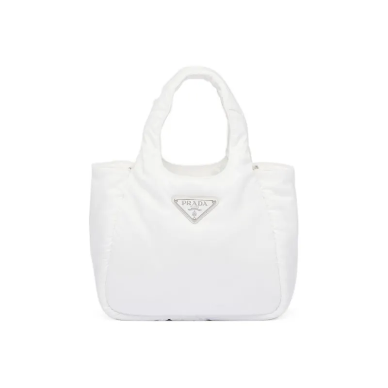 PRADA Re-Nylon Fabric Tote Bag Shopping Bag Handbag Small Size Women's White-0
