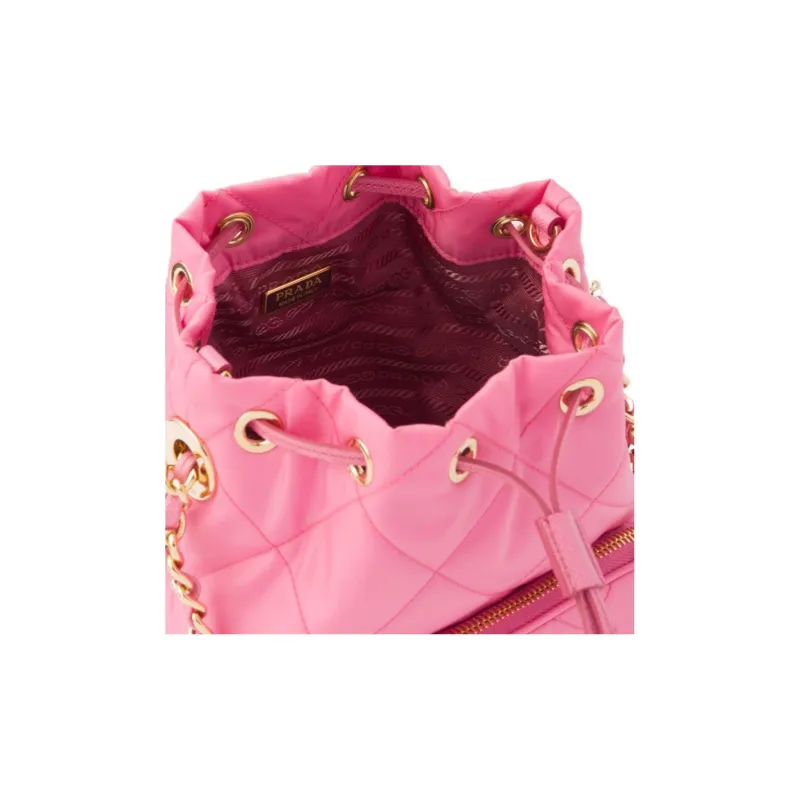 PRADA Re-Nylon Fabric Bucket Bag Portable Crossbody Bag Shoulder Bag Regular Women's Begonia Pink Red-4