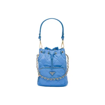 PRADA Re-Nylon Fabric Bucket Bag Portable Crossbody Bag Shoulder Bag Women's Blue