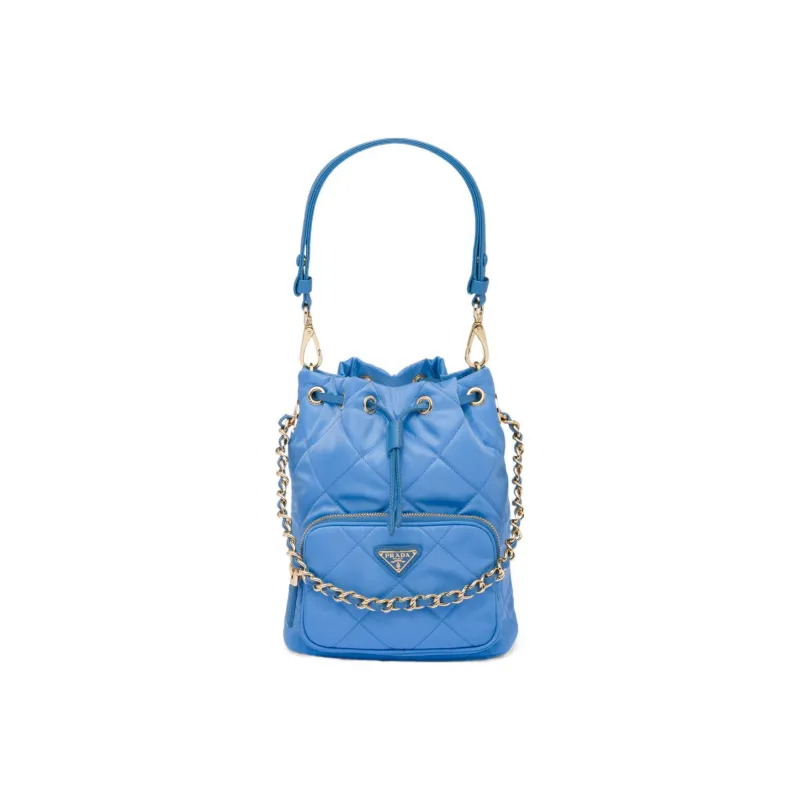 PRADA Re-Nylon Fabric Bucket Bag Portable Crossbody Bag Shoulder Bag Women's Blue-0