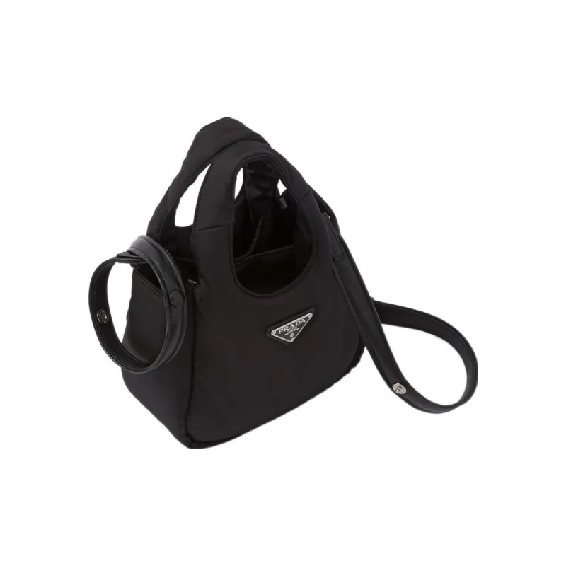PRADA Re Nylon Fabric Basket Bag Tote Bag, Shopping Bag, Shoulder Bag, Crossbody Bag, Handbag Mini Women's Black-1
