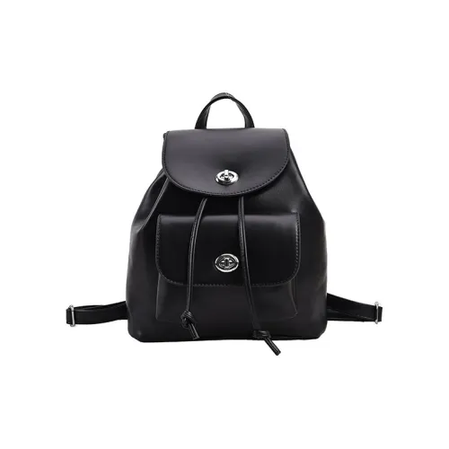 JANE KLAIN PU Handbag Backpack Medium Size Women's Black/Silver