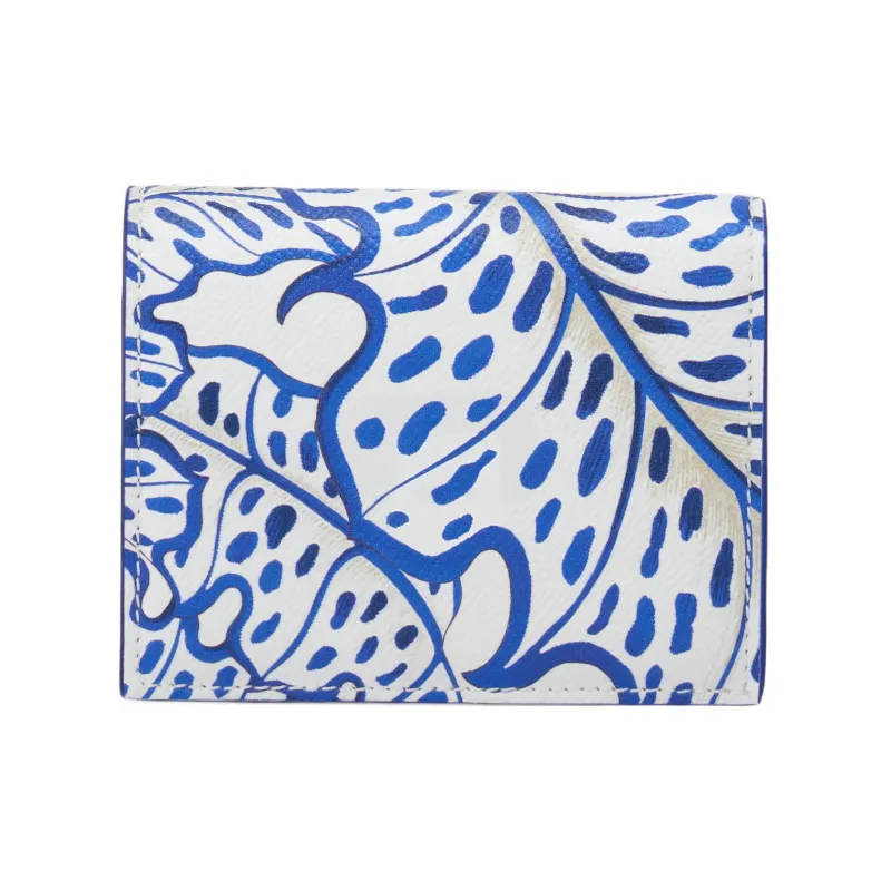 FERRAGAMO Textured Cow Leather Wallet Small Size Women's Blue/White-1