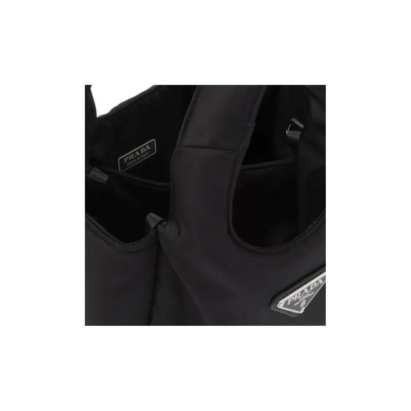 PRADA Re Nylon Fabric Basket Bag Tote Bag, Shopping Bag, Shoulder Bag, Crossbody Bag, Handbag Mini Women's Black-3